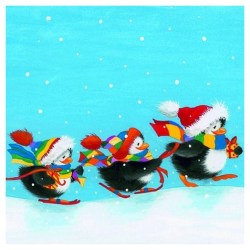 Χαρτοπετσέτα Χριστουγεννιάτικη Four Pinguins in a Row - 1 τεμ.