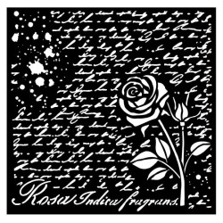 Mix Media Thick Stencil Rose Perfume Rose Manuscript 18x18cm - Stamperia