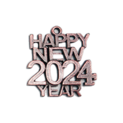 Μεταλλικό Happy New Year 2024 σετ 4 τεμ. Anti-Copper 3x3cm