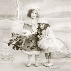 Χαρτοπετσέτα Vintage Με κοριτσάκια στα χιόνια 33x33cm