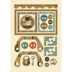 Ξύλινα Διακοσμητικά Έγχρωμα Klimt cornici e bottoni A5 Stamperia