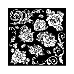 Mix Media Stencil Shabby Rose Rose Pattern 18x18cm - Stamperia