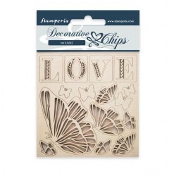 Διακοσμητικό Chipboard πεταλούδες Love 9.5x9.5cm Stamperia