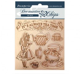 Διακοσμητικό Chipboard Alice tea time 14x14cm Stamperia