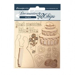 Διακοσμητικό Chipboard Sleeping Beauty Just Married 14x14cm Stamperia