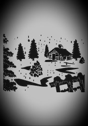 Stencil Christmas Village 30x21cm