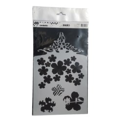 Stencil random flowers 30x18cm