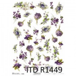 Ριζόχαρτο ITD μικρά λουλούδια βιολέ 21x29.7cm