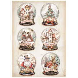 Ριζόχαρτο Gear up for christmas Snowglobes A4 Stamperia