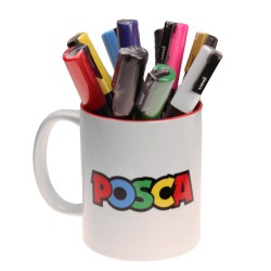 Μαρκαδόροι για όλες τις επιφάνειες Uni Paint POSCA 0.9-1.3mm - Σετ 10 χρώμα + Κούπα
