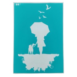 Αυτοκόλλητο Stencil Artistic Design Girl with Umbrella 20x14cm 