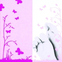 Χαρτοπετσέτες Πατουσίτσες Μωρού Πεταλούδες Ροζ 33x33cm